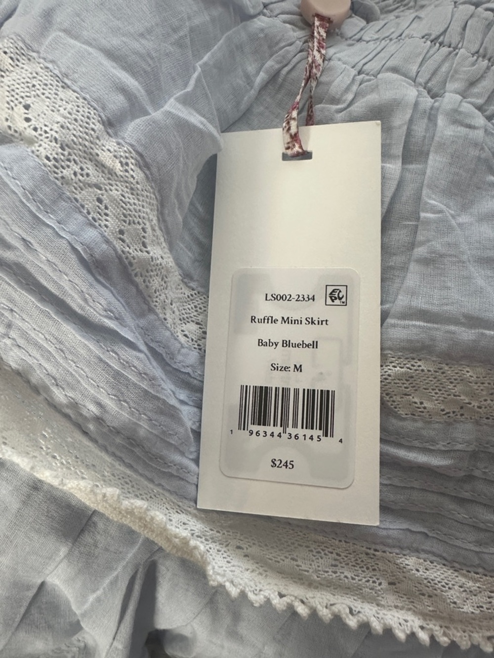 LoveShackFancy Baby Bluebell Lace-Trim Tiered Mini Skirt - Picture 2 of 3